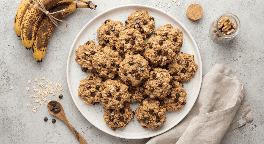 Healthy banana and chocolate cookies